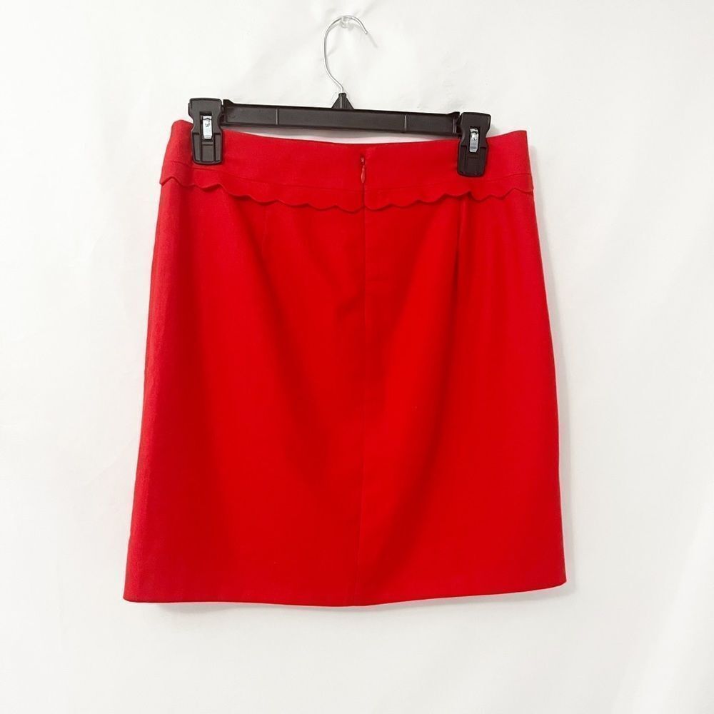 🟢J. Crew Red Ruffle Wool Pencil Skirt Size 2 - Picture 4 of 6